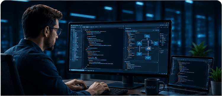 Madar IT engineer working on software
