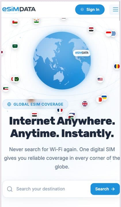Global eSIM Platform — mobile view